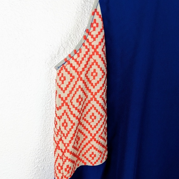 THML royal blue tank top with orange embroidery M - Picture 6 of 8